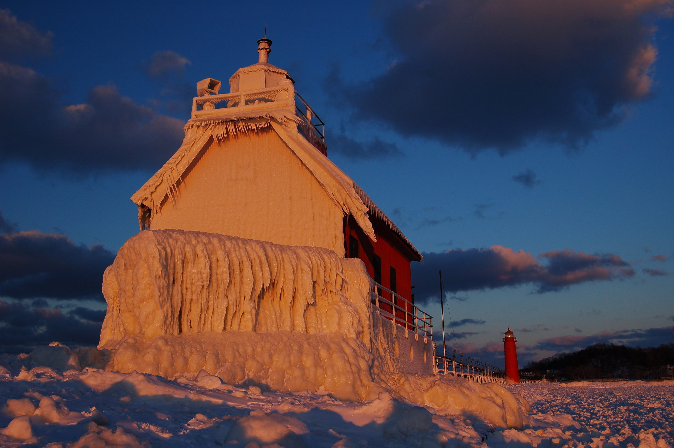 Lake Michigan Lighthouse Frozen